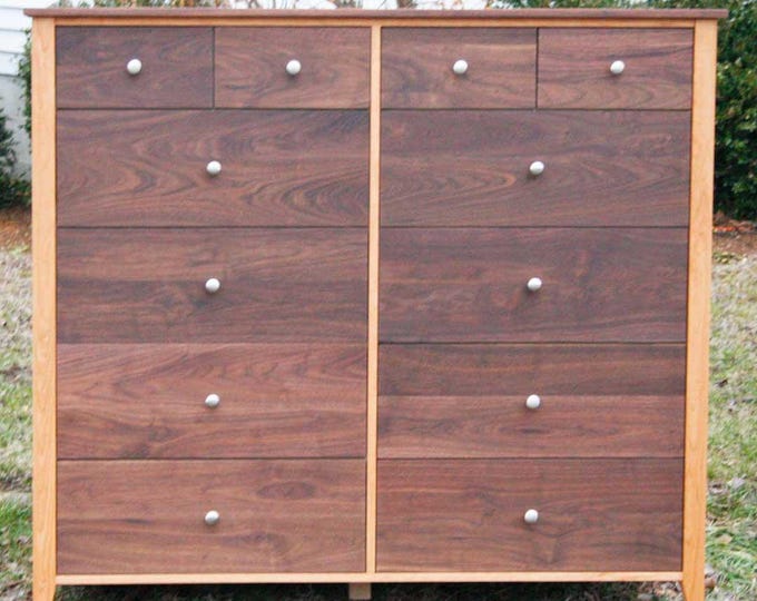 X12520a and X12520b *Hardwood 12 Drawer Dresser, Inset Drawers,  Flat Panels, 60" wide x 20" deep x 55" tall - natural color