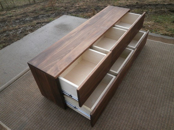 X6230A +hardwood 6 Drawer Dresser, Overlap Drawers, Flat Panels