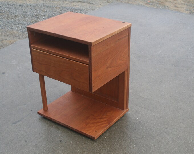 Ship Soon 3627 BT010P Cherry Pass Through Bedside Table with a drawer and cubby