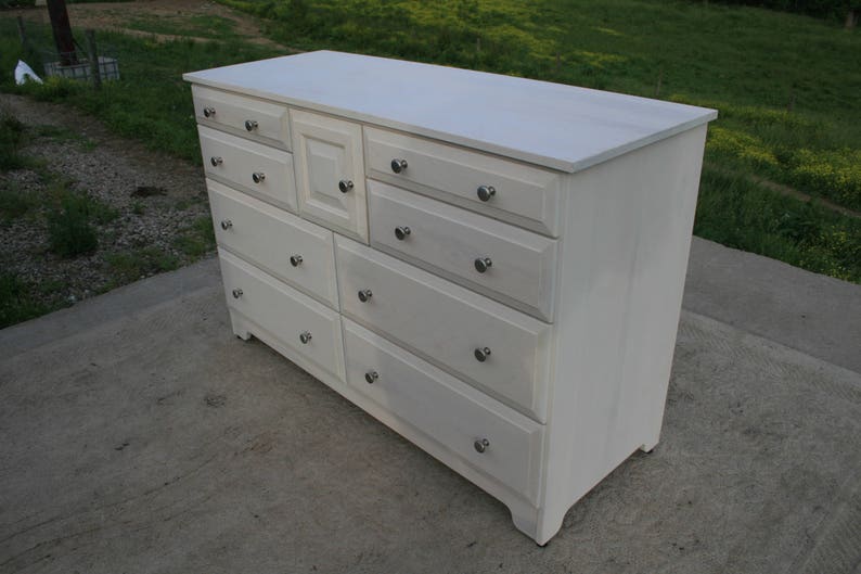 X8421A Hardwood 8 Drawer Dresser, Overlap Drawers, Flat Panels, one door, 54 wide x 20 deep x 36 tall natural color image 2