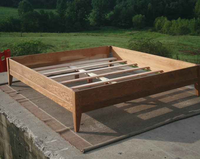 Ship Soon 2946 King NbRnN12 White Oak with stain for Box Springs and Mattress Solid Hardwood Bed with Trim on side and end boards