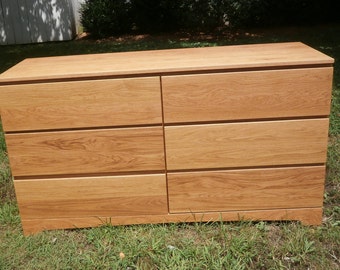 X6320A +Hardwood 6 Drawer Dresser,  Flat Panels, 60" wide x 20" deep x 35" tall - natural color