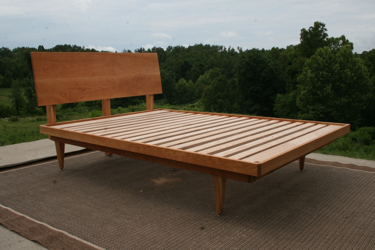 NcRnS02 Solid Hardwood Bed with Slanted head board thin Etsy