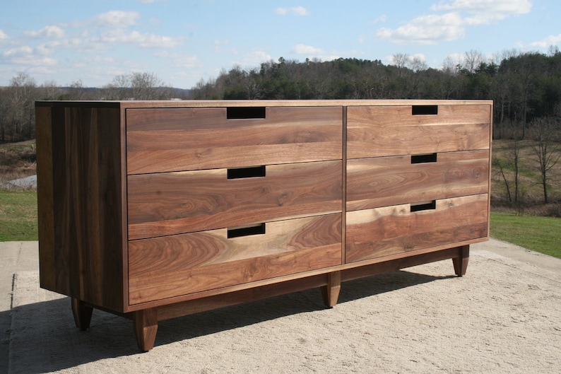 X6320c Hardwood 6 Drawer Dresser, Inset Drawers, Cutout Pulls, Flat Panels, 80 wide x 20 deep x 35 tall natural color image 4