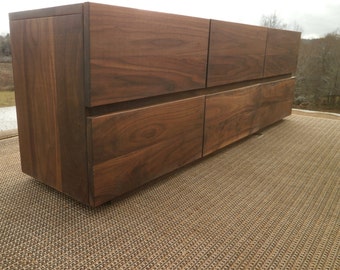 X6230A +Hardwood 6 Drawer Dresser, Overlap Drawers,  Flat Panels, 60" wide x 16" deep x 20" tall - natural color