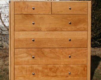 X6510p *Hardwood Dresser with 6 Inset Drawers,  Corner Posts, Recessed Sides, 40" wide x 20" deep x 50" tall - natural color