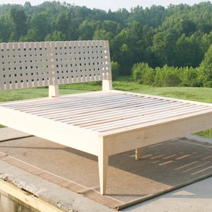 NbRsS01 +Solid Hardwood Platform Bed with Web or Solid Headboard - natural color