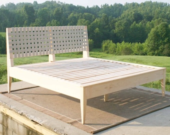 NbRsS01 +Solid Hardwood Platform Bed with Web or Solid Headboard - natural color