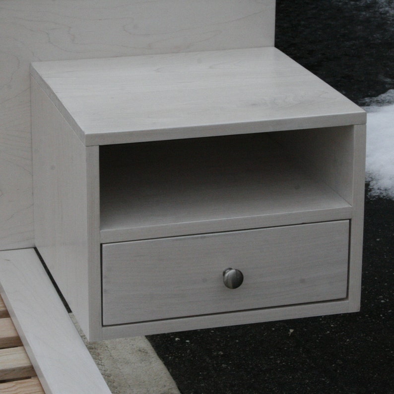Bt110w Wall Hung Side Table With One Drawer Plus Shelf Natural Color