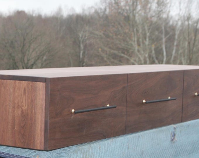 Ship soon 4772 BT030W walnut with tung oil finish, Wall Hung or Bed end hung Cabinet with three Drawers, natural color
