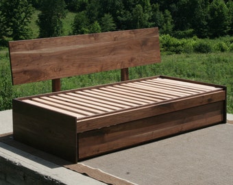 NtRnS1 +Solid Hardwood Platform Bed with Pull Lift Trundle, natural color