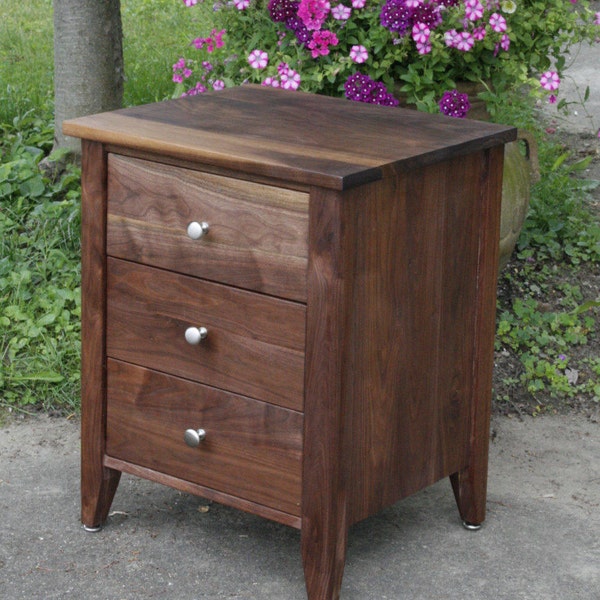BT030A *Hardwood Bedside Cabinet,3 Inset Drawers, optional sizes available - natural color