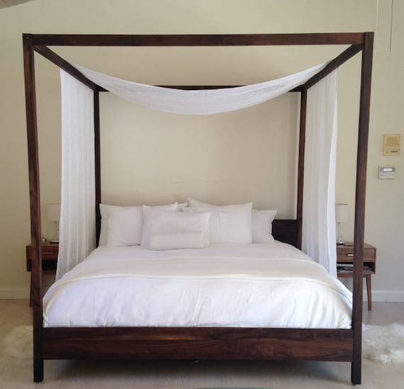 White oak canopy bed deals