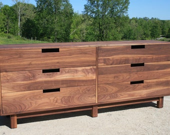 X6320c *Hardwood 6 Drawer Dresser, Inset Drawers, Cutout pulls  Flat Panels, 80" wide x 20" deep x 35" tall - natural color