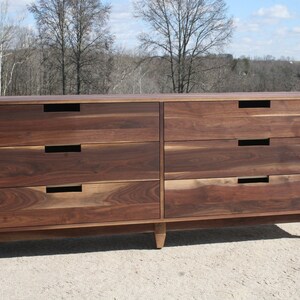 X6320c Hardwood 6 Drawer Dresser, Inset Drawers, Cutout Pulls, Flat Panels, 80 wide x 20 deep x 35 tall natural color image 5