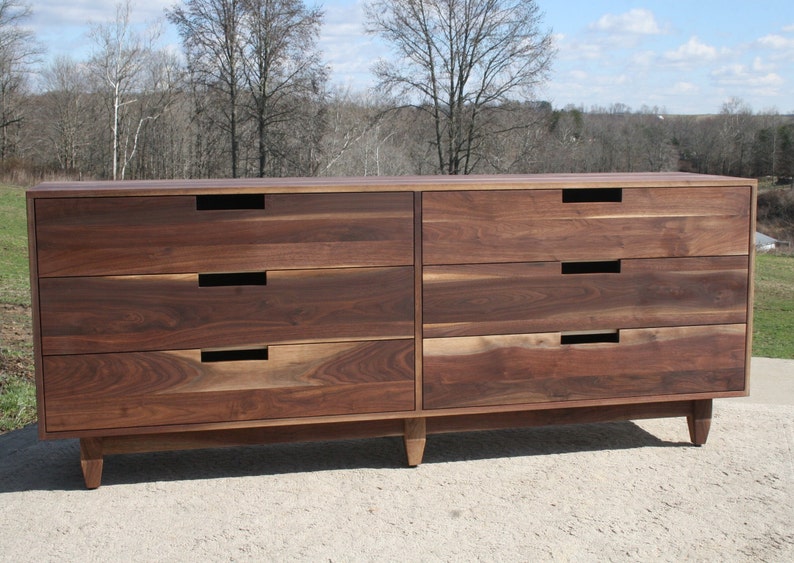 X6320c Hardwood 6 Drawer Dresser, Inset Drawers, Cutout Pulls, Flat Panels, 80 wide x 20 deep x 35 tall natural color image 5