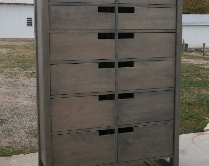 X12620A *Hardwood 12 Inset Drawer Dresser, Flat Panels, 40" x 20" x 60" tall; X12620fs, slanted legs, 50" x 20" x 60" tall - natural color