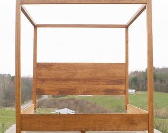 CbRnV4 *Canopy Solid Hardwood Bed with Straight Posts and Large Top Rails: Options shown in CbRnV6 - natural color