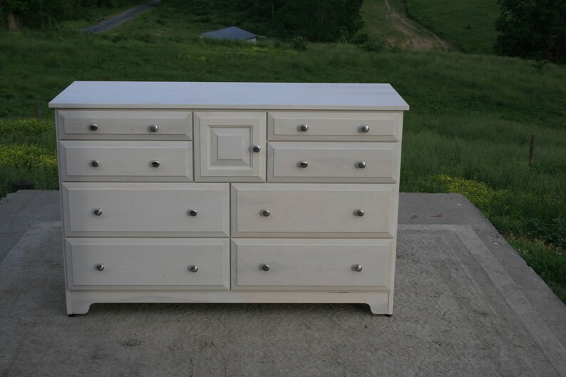 X8421A Hardwood 8 Drawer Dresser, Overlap Drawers, Flat Panels, one door, 54 wide x 20 deep x 36 tall natural color image 3