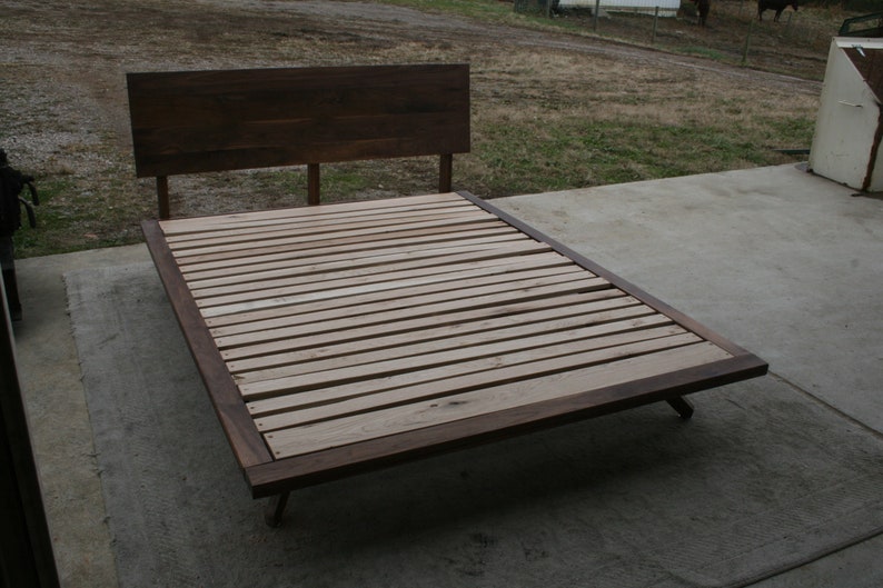 Ncrss01 solid Hardwood Bed With Slanted Head Board Thin Etsy