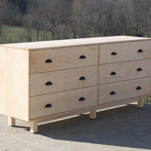 X6320c Hardwood 6 Drawer Dresser, Inset Drawers, Cutout Pulls, Flat Panels, 80 wide x 20 deep x 35 tall natural color image 10