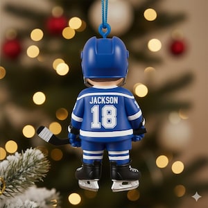 Personalized Hockey, Ice Hockey Ornament, 2D Flat Not 3D, Custom Hockey Ornament, Christmas Tree Decoration, Hockey Mom Gift, Kid Ornaments