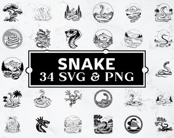 Snake Silhouette SVG PNG Bundle, Reptile Clipart, Cricut Cut File
