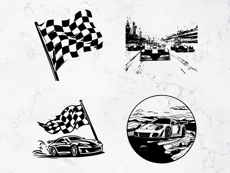Racing Silhouette SVG PNG Bundle, Car Sport Clipart Vector, Cricut Cut ...