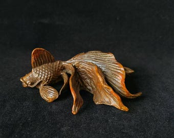 2.6″Antike Bronze Fisch Figur