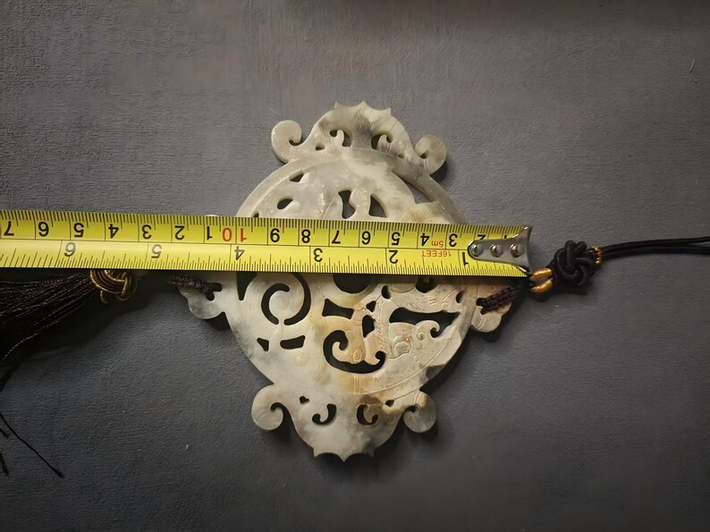 4.7"Antique Chinese Hand-Carved Jade Pendant – Natural Jade Amulet for Home or Garment Decoration bild 4
