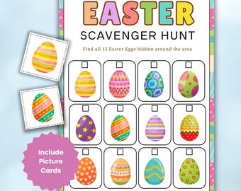Ostereiersuche, Indoor-Schatzsuche für Kinder, Osteraktivität, Suche nach den Ostereiern, druckbarer digitaler Download