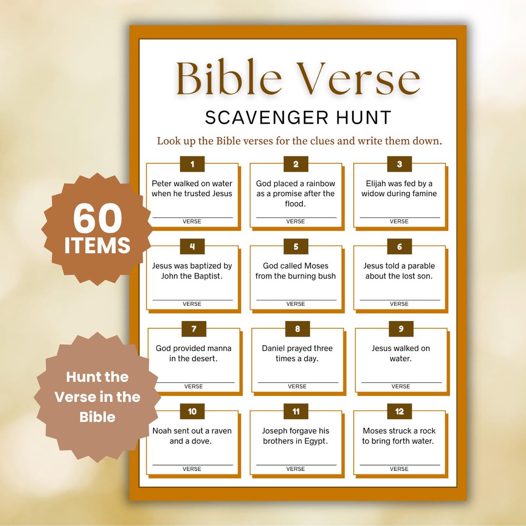 Scripture Finding Game Bible Scavenger Hunt Game Find the Verse Church Activity Printable ...
