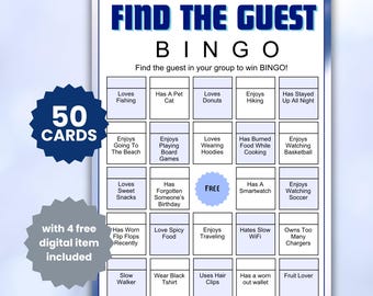 50 Father's Day Find the Guest Bingo Game, Find Someone Who Game, Get to Know You, Printable Digital Downloads