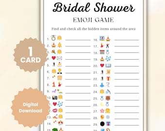 Bridal Shower Emoji Game, Bridal Pictionary Phrases Activities, Wedding Party Game, Printable Digital Download