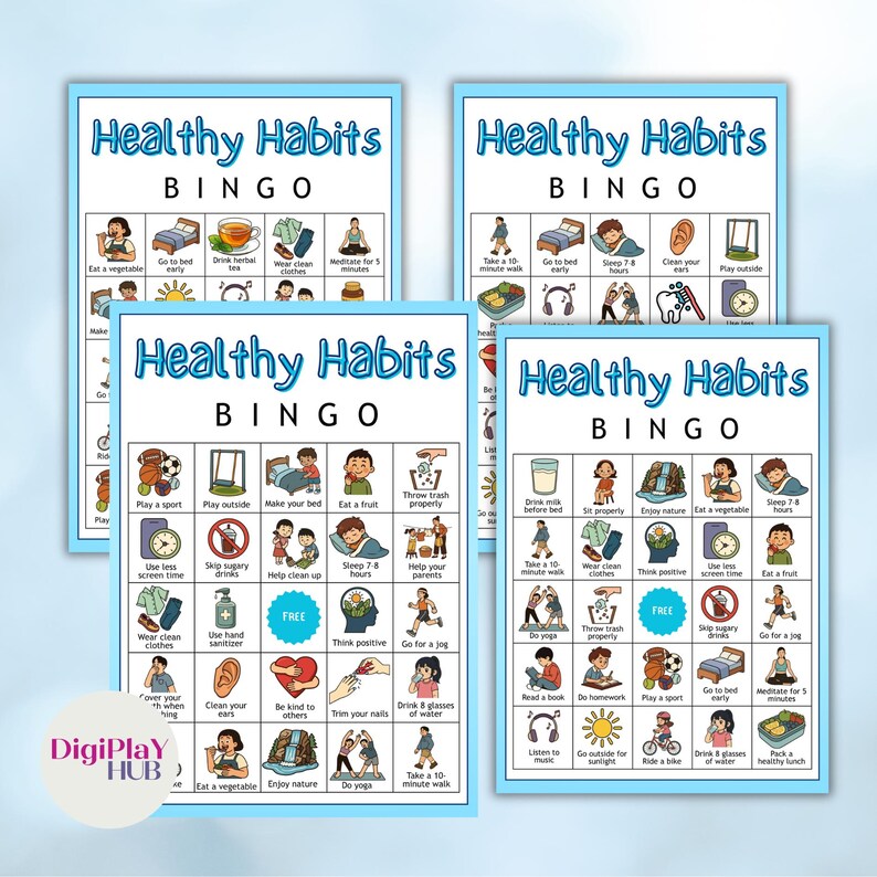 50 Healthy Habits Bingo Game, Wellness and Self Care Activity, Kids ...