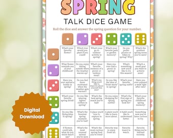 Spring Talk Dice Game, Get to Know You Game, Spring Family Reunion Games, Printable Digital Downloads