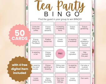 Find the Guest Bingo Tea Party Game, Find Someone Who, Get to Know You, Icebreaker Games, Printable Digital Download
