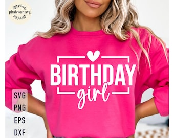 Birthday Girl SVG - Preppy Coquette Bow Shirt Design (Digital Download)
