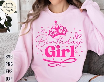 Birthday Girl SVG: Coquette Bow Shirt Design (Digital Download)