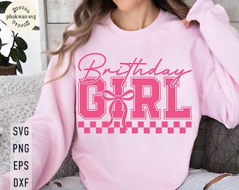 Birthday Girl Bow SVG: Coquette Bow Shirt Design (Digital Download)