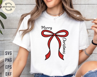 SVG de lazo navideño, diseño de camiseta coqueta (descarga digital)