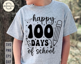 Happy 100 Days of School SVG: Retro Jungen Design (Digitaler Download)