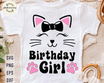 Katze Geburtstagskind SVG, Kitty Gesicht Clipart (digitaler Download)