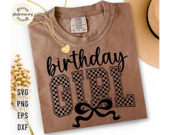 Birthday Girl Bow SVG - Preppy Coquette Bow Shirt Design (Digital Download)
