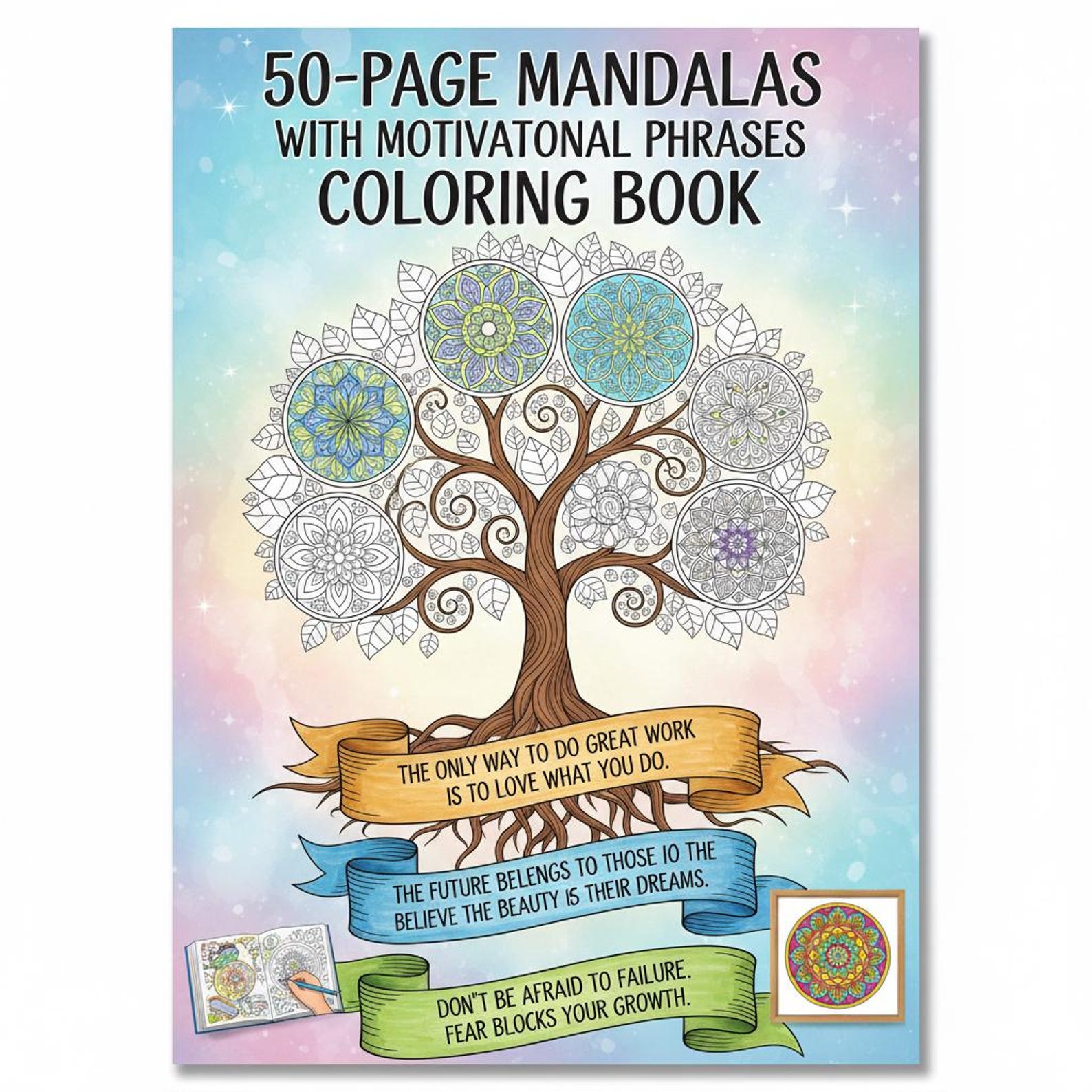 Mandala + Quotes Coloring Book for Adults & Kids: 50 Unique Designs ...