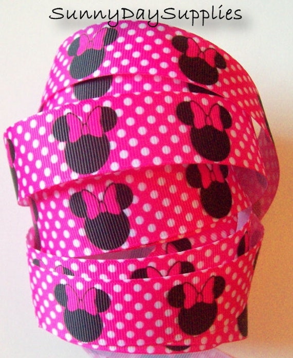 Wholesale Disney Ribbon Minnie Mouse Grosgrain Ribbon In Hot Etsy