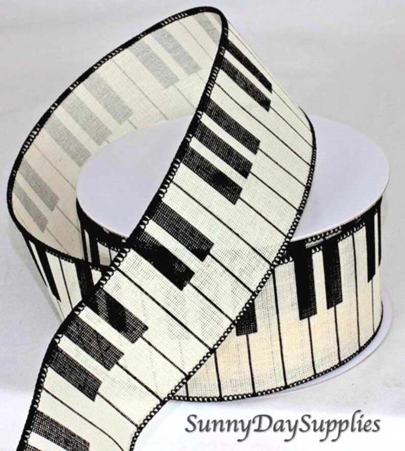 Piano Keyboard Ribbon Black and Ivory Keys Wide and Wired Etsy