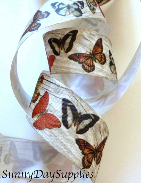 Butterfly wired Ribbon Butterflies on Tree Soft Wired Etsy