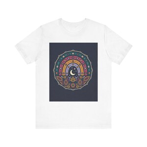 T-shirt med mandalamönster och söta drömmar | blå boho-t-shirt med sömnmotiv