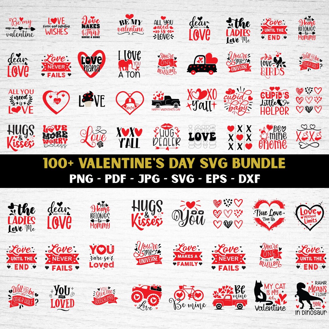Valentine's Day SVG Design Bundle Love Hearts & More Digital Download ...